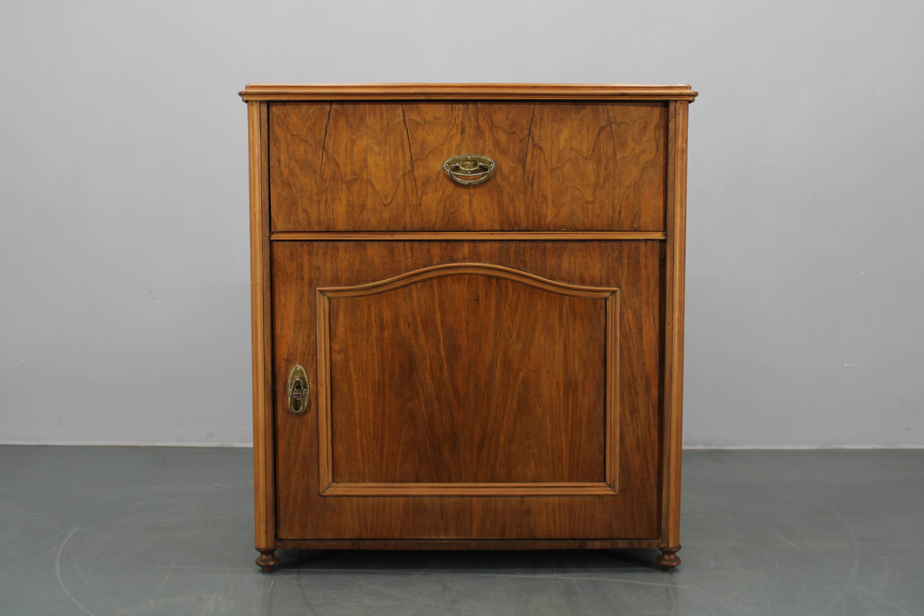 Antique Cabinet in Walnut Finish, Czechoslovakia