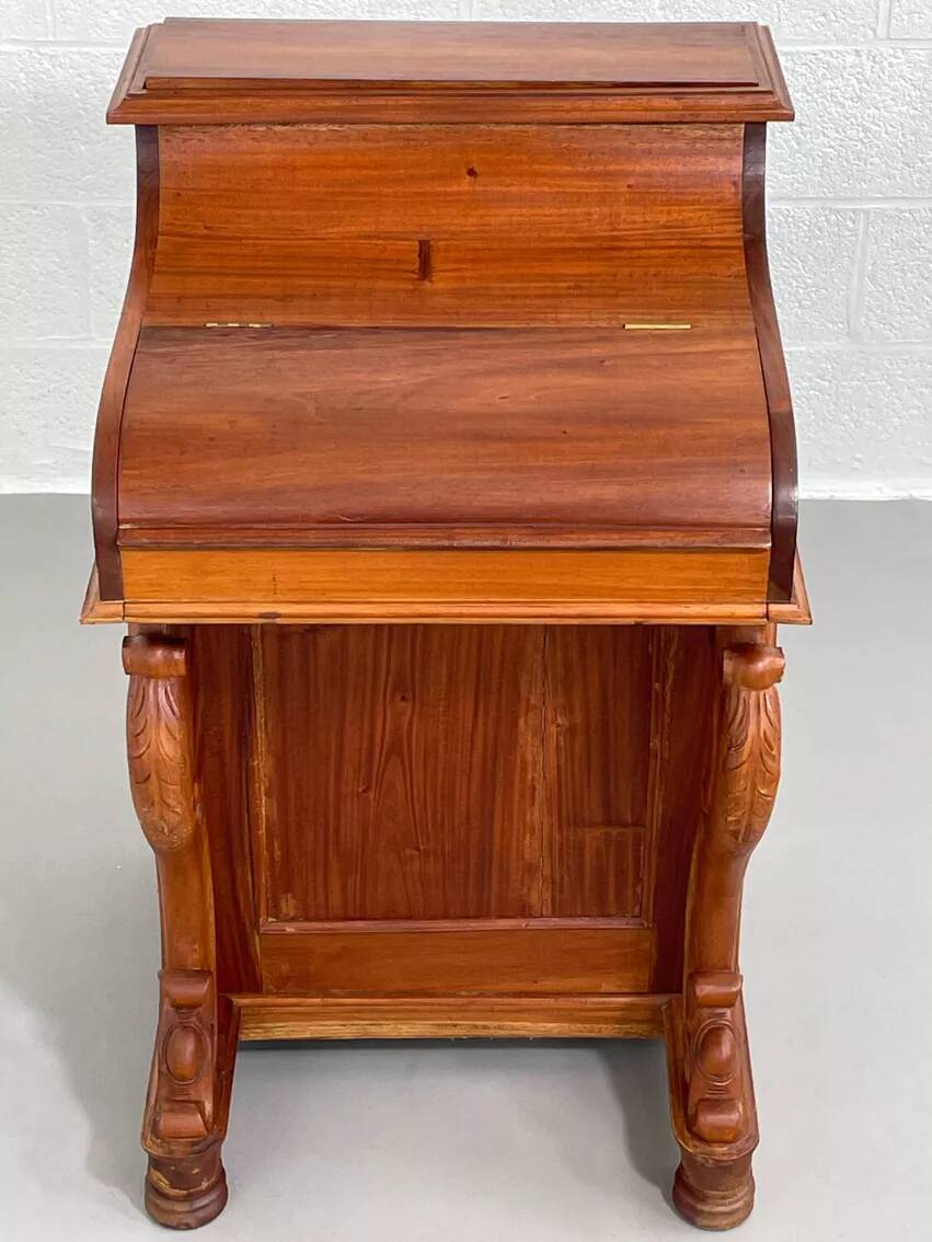 20th century Davenport desk with walnut piano top
