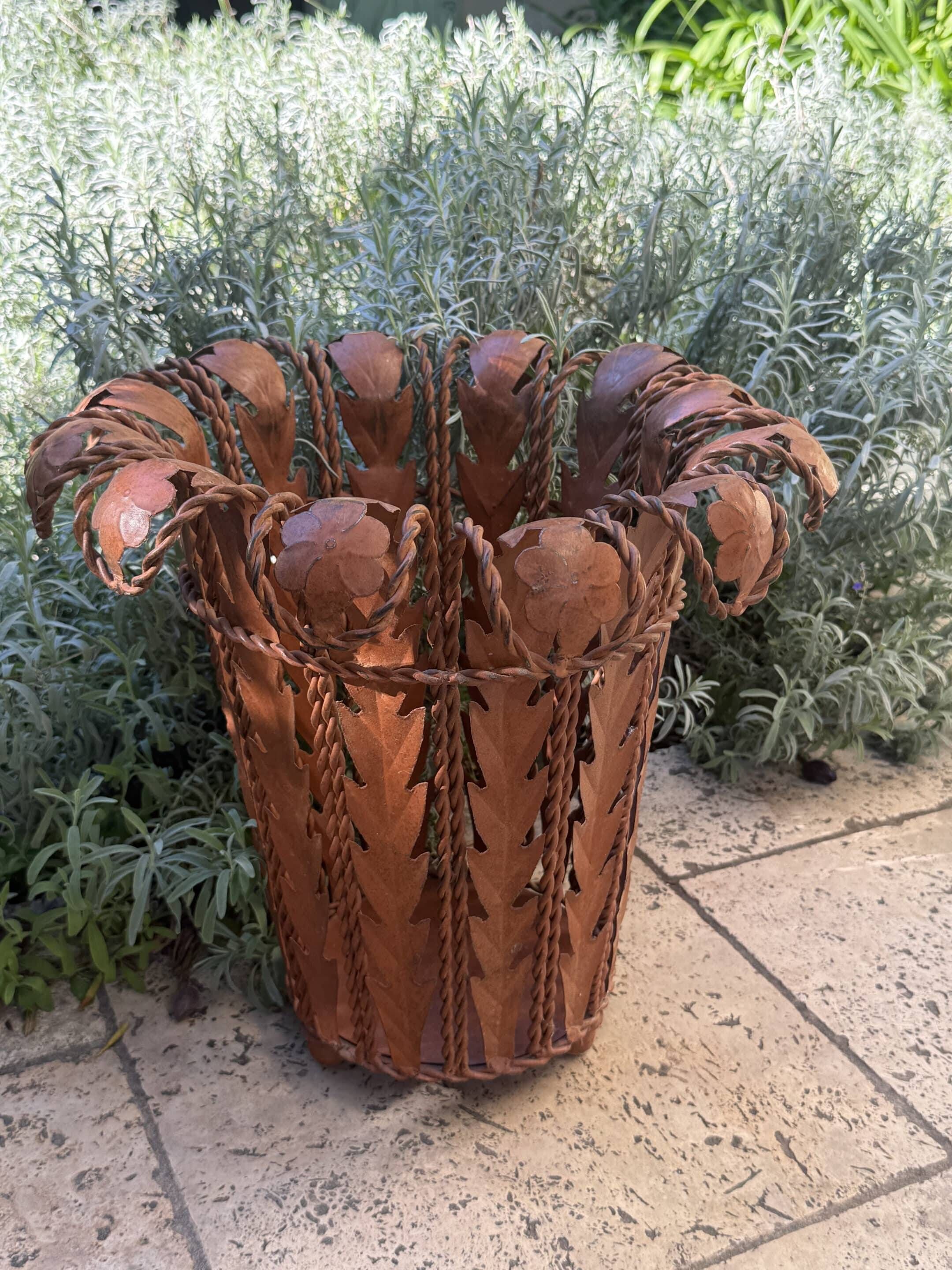 Umbrella stand or metal plant pot inspired by Art Nouveau, 20th century