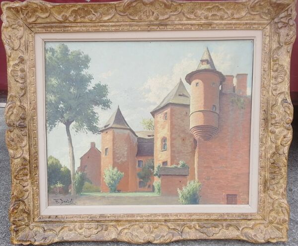 Toile sur Huile représentant le Manoir de Vassinhac à Collonges-la-Rouge de F DARDEL
