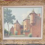 Toile sur Huile représentant le Manoir de Vassinhac à Collonges-la-Rouge de F DARDEL