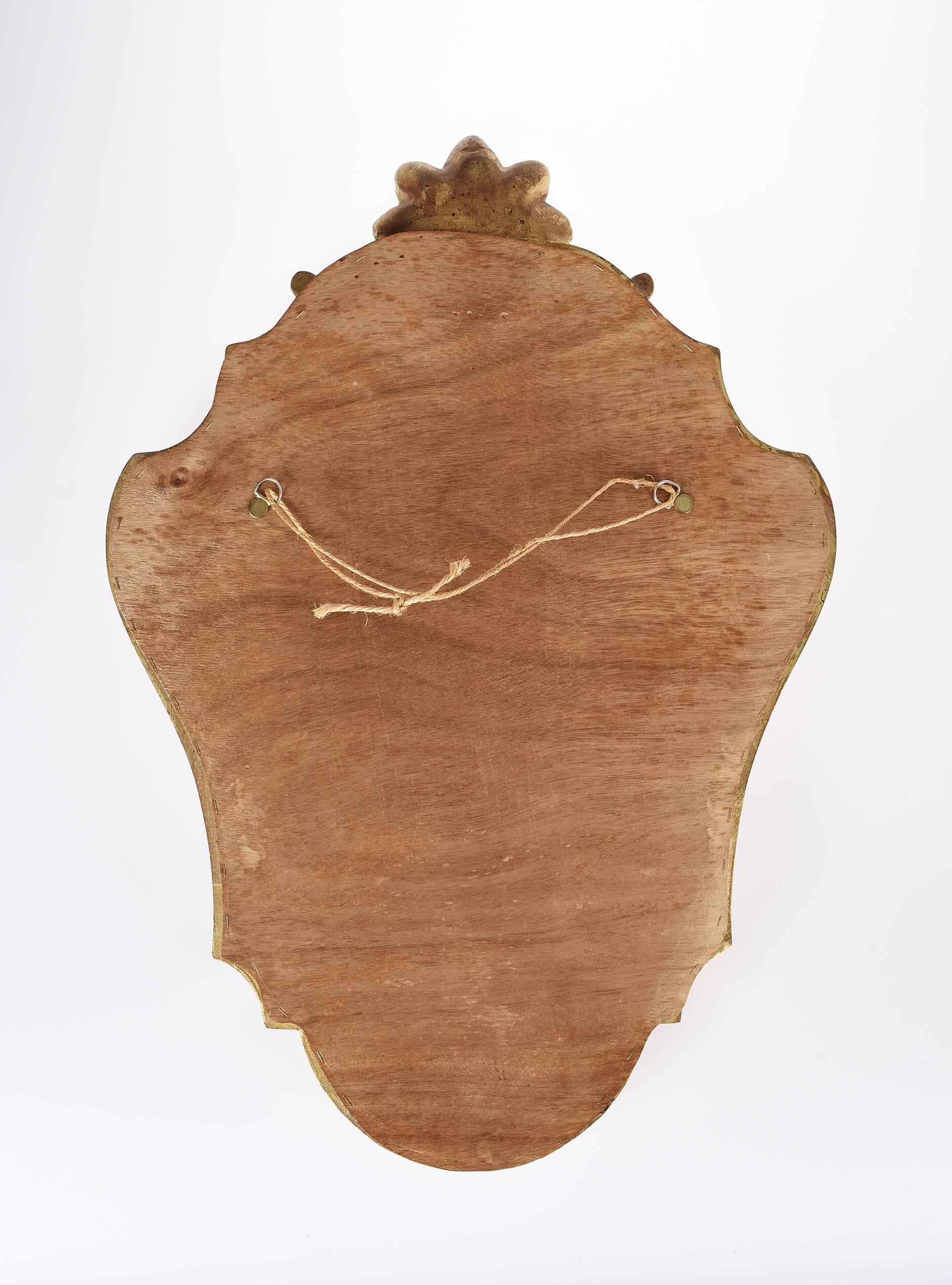 Large old mirror, golden shell, height 70 cm