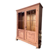 Grande armoire de magasin meuble de métier en pin rouge vitrée – 1900 industriel