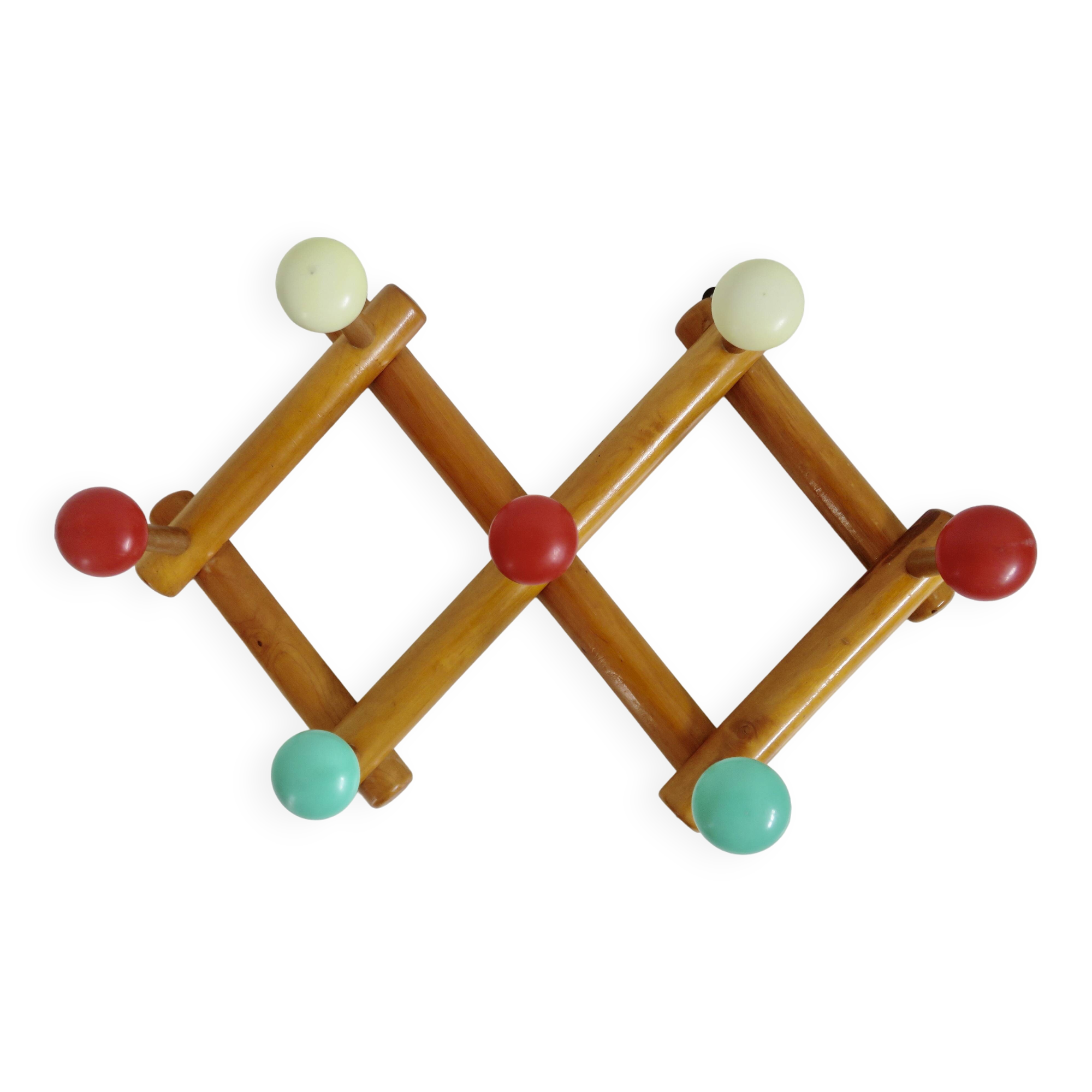 Wall coat rack, accordion, 8 hooks, 50s-60s