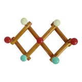 Wall coat rack, accordion, 8 hooks, 50s-60s