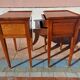 Pair of Louis XVI style oak bedside tables with 2 drawers and spindle legs