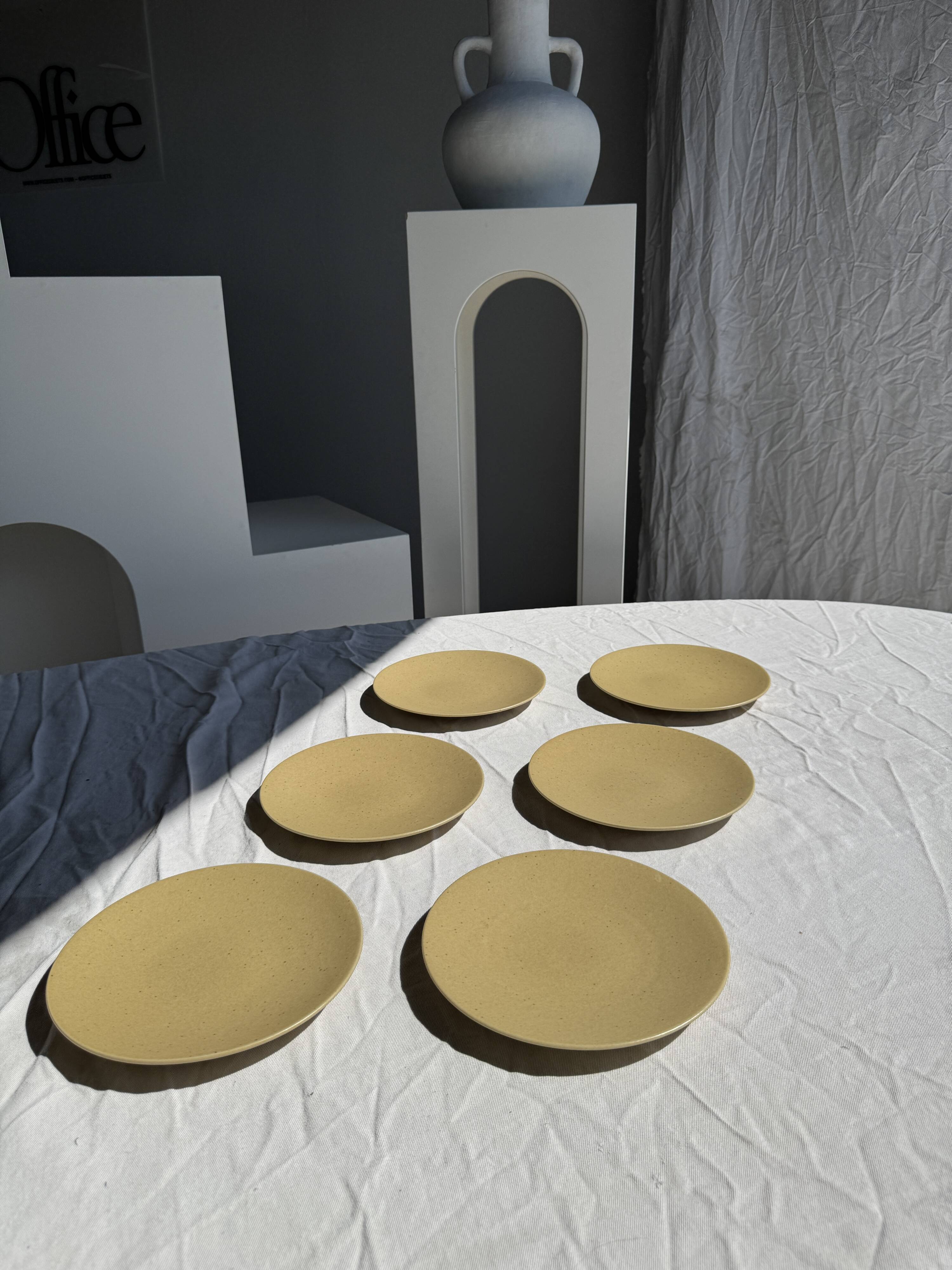Set of 6 genuine natural stoneware dessert plates D20.5