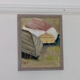 Original Swedish modernist oil on canvas from 1989 "Boats"