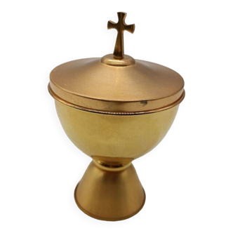 Gaufrette en laiton d'or ans 80 décor liturgie dévotionnelle