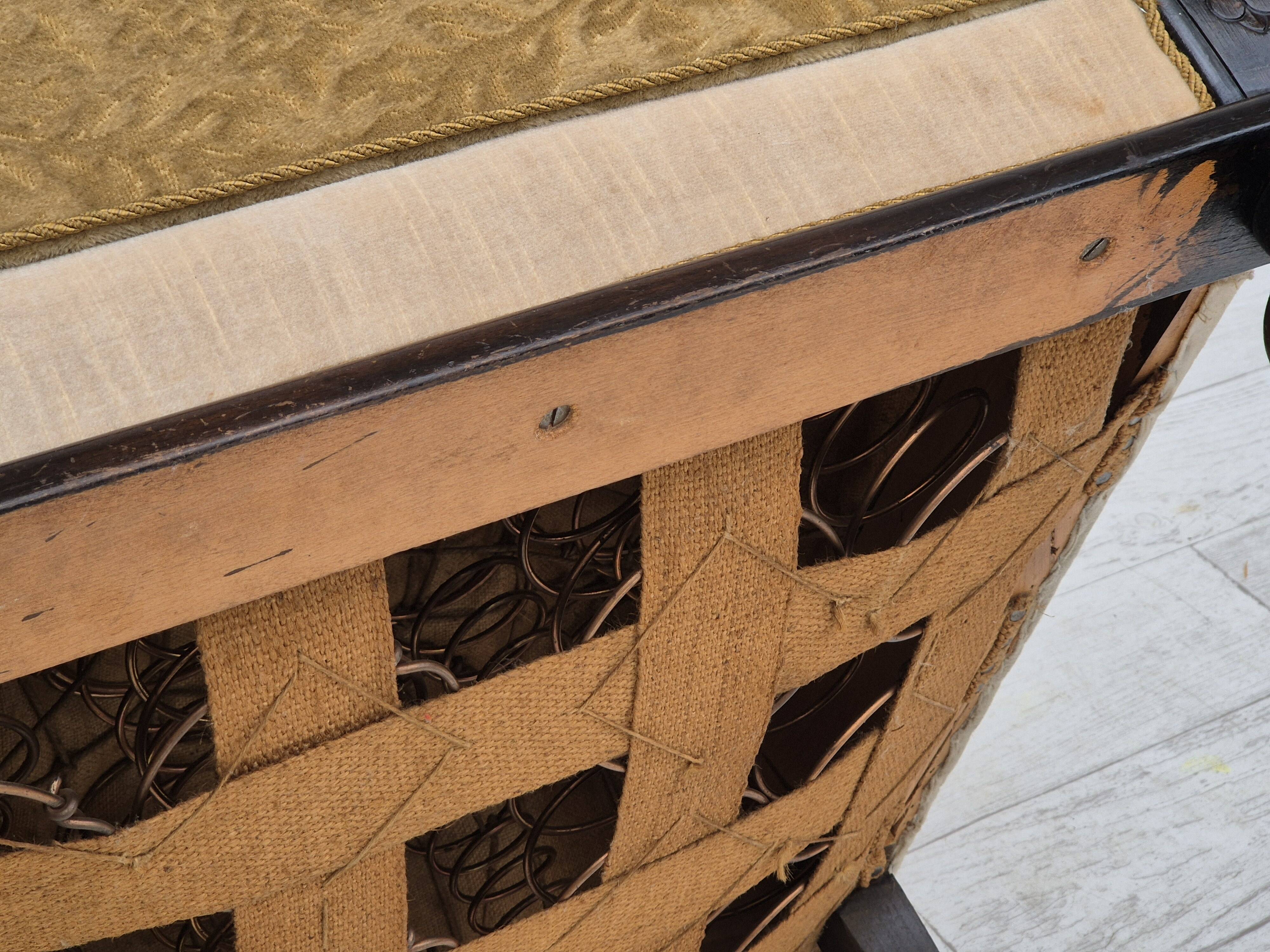 1950s, Danish vintage relax armchair, furniture velour, ash wood.