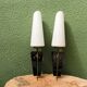 Pair of brass and opaline wall lights, 1950s