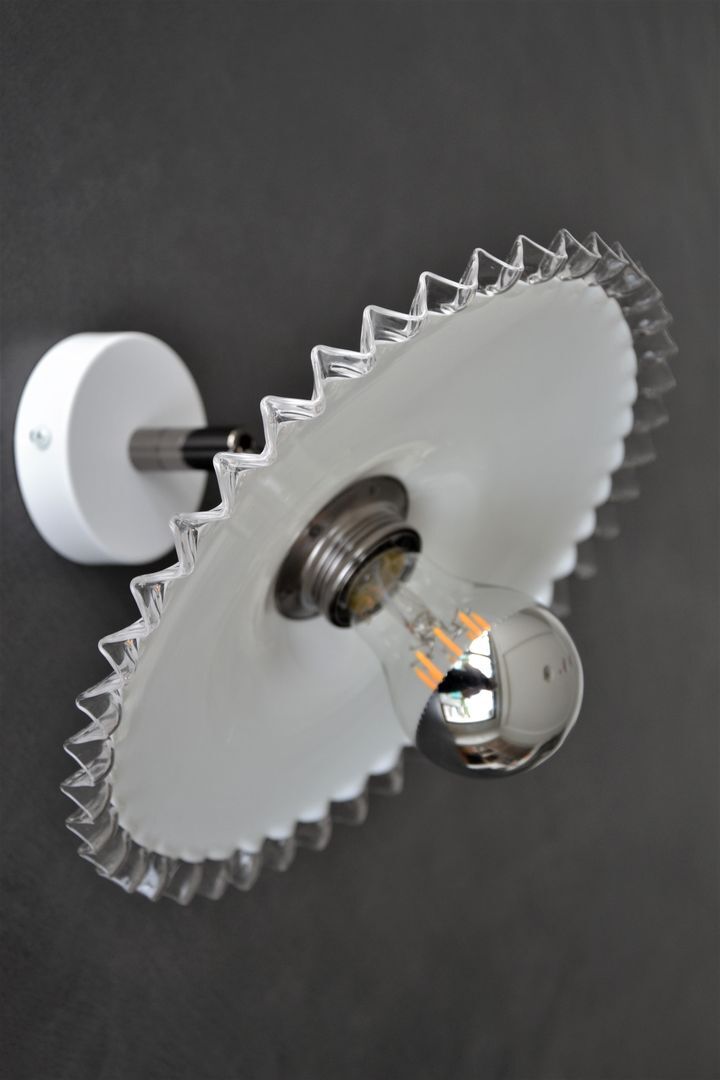 Pleated opaline hinged wall lamp