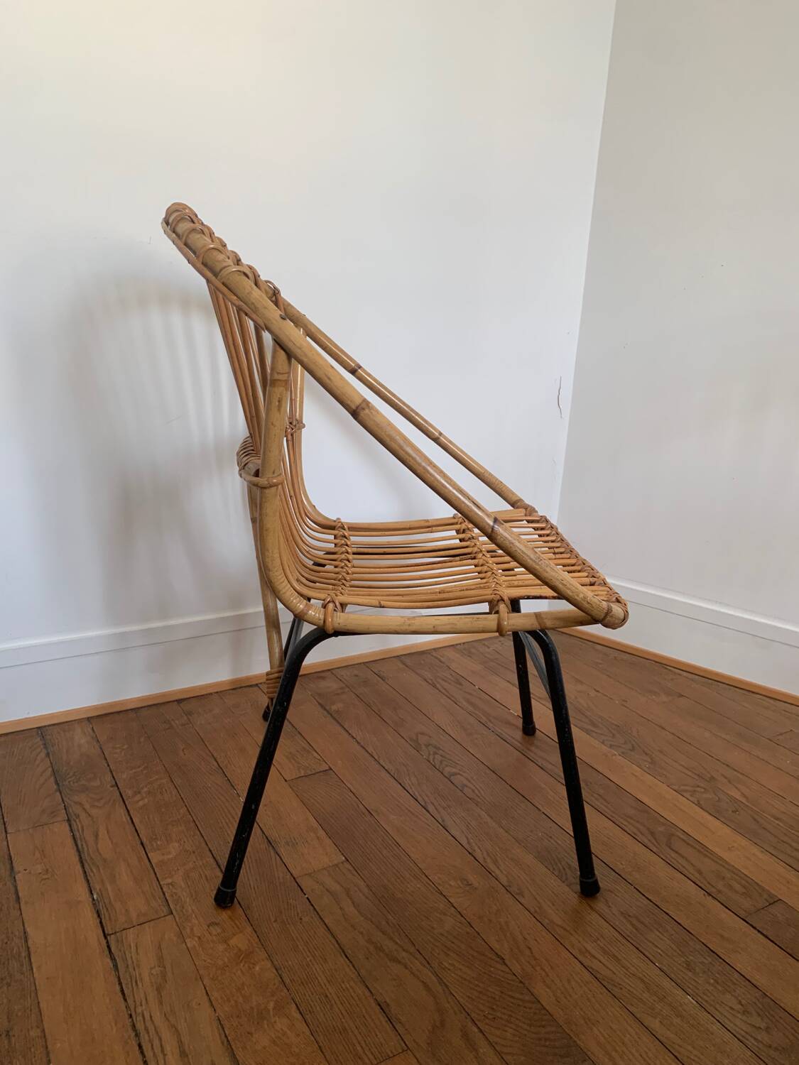 Pair of vintage rattan armchairs