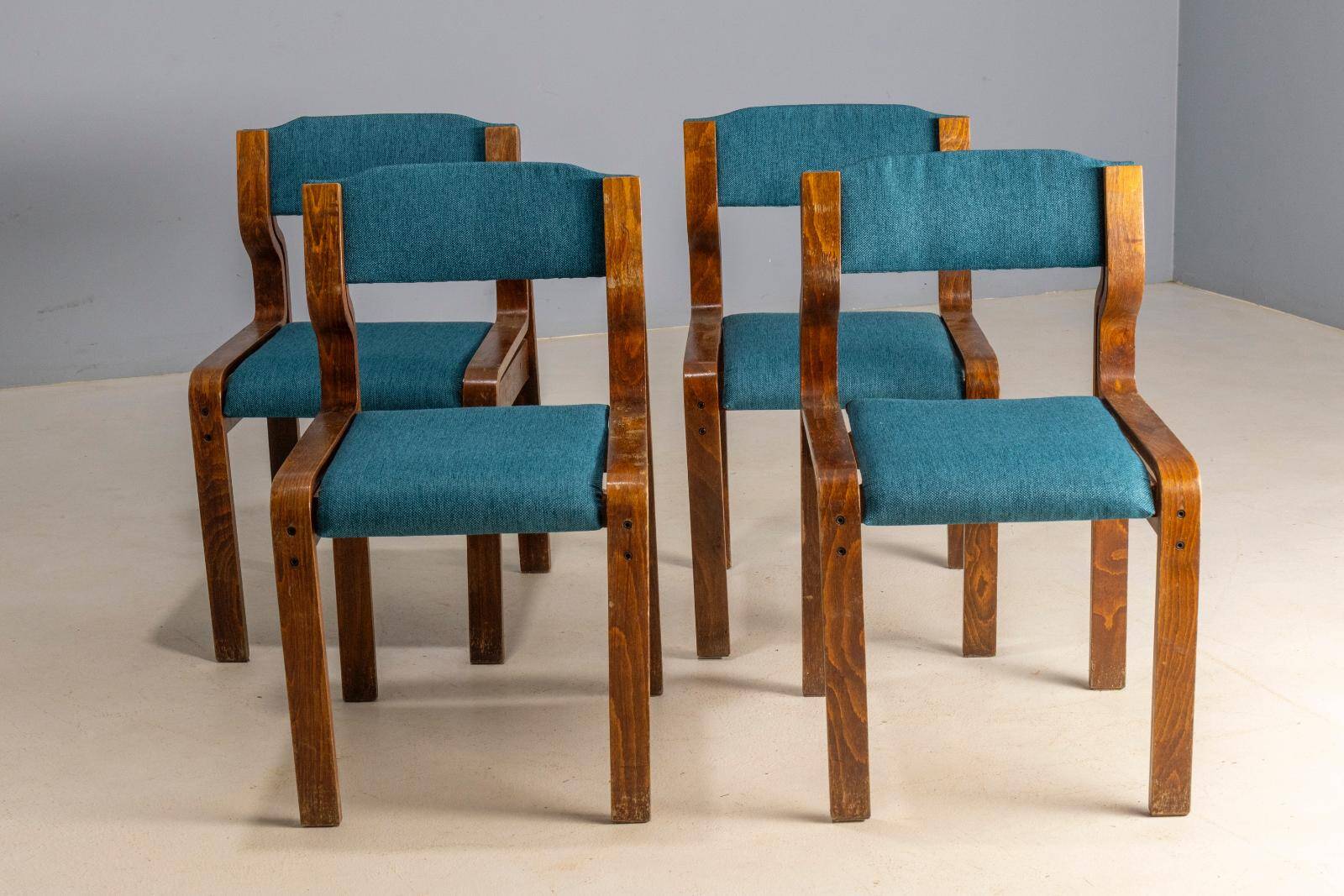 Set of 4 chairs, Ludvík Volák, 1960s–1970s, Czechoslovakia