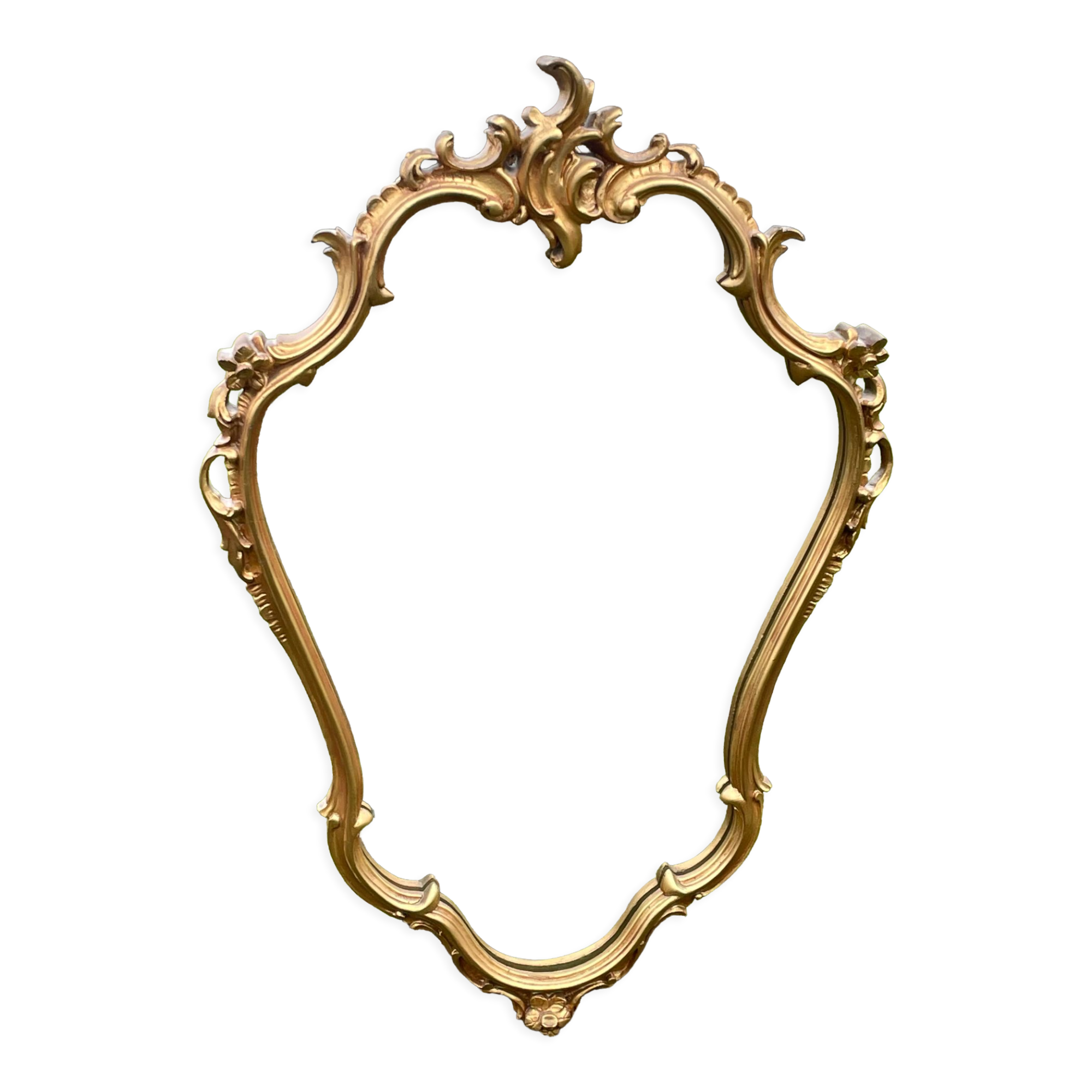 Louis XV Style wood and gilded stucco mirror with animated shape