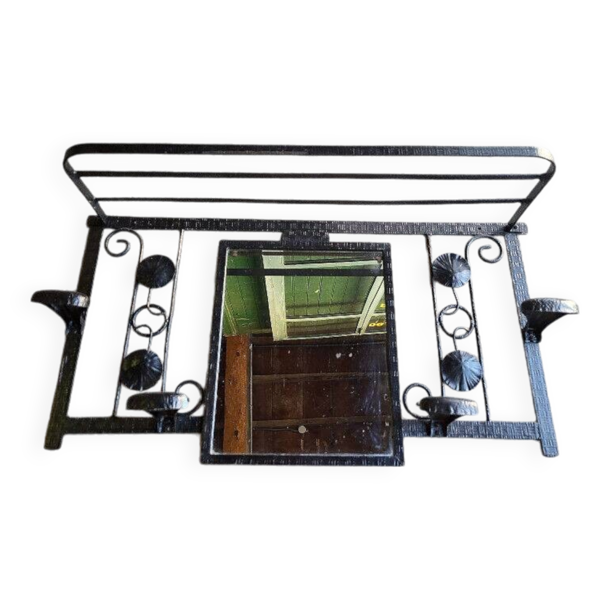 Porte manteaux miroir en fer forge