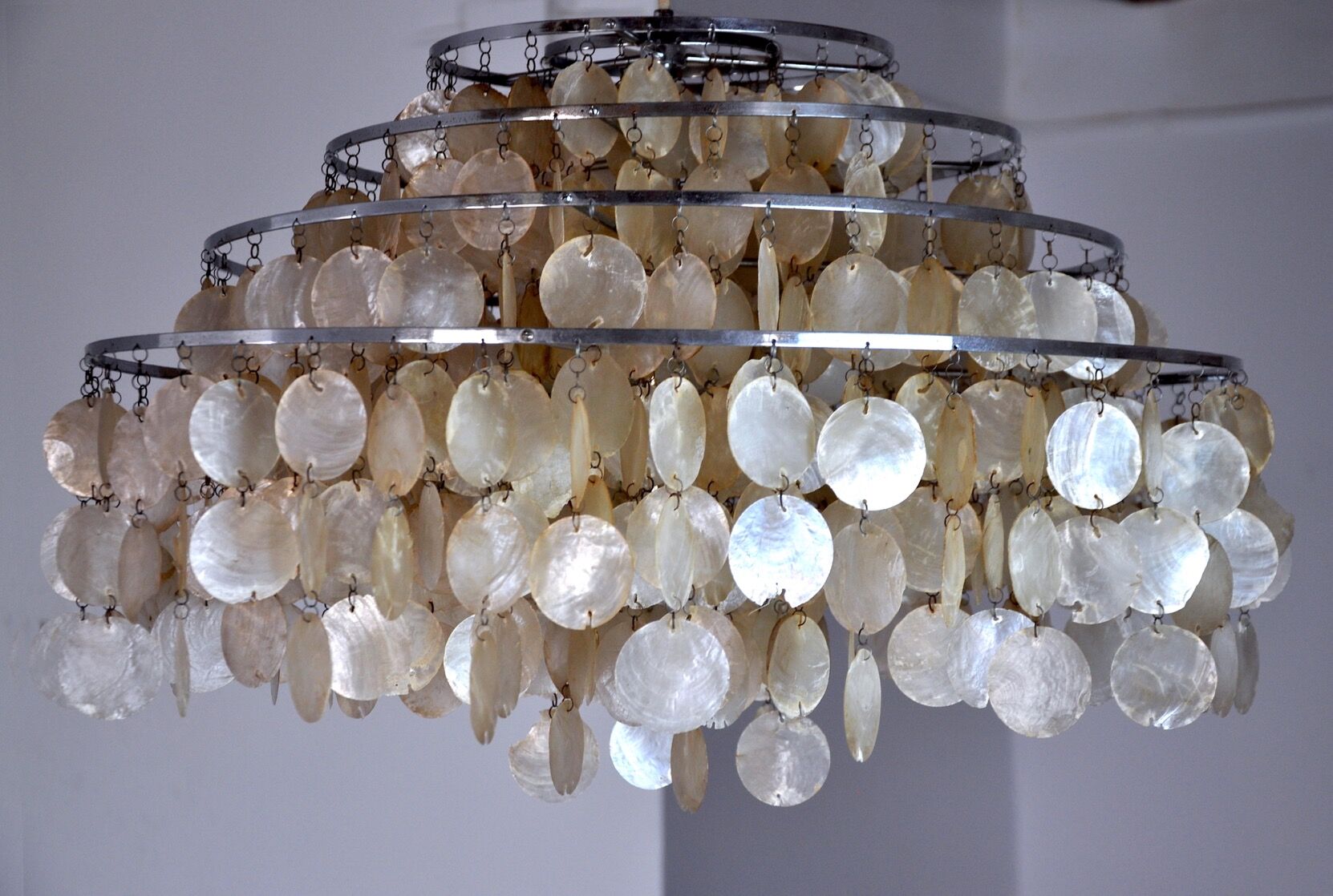 Mother-of-pearl chandelier, 4 levels, 1980, France