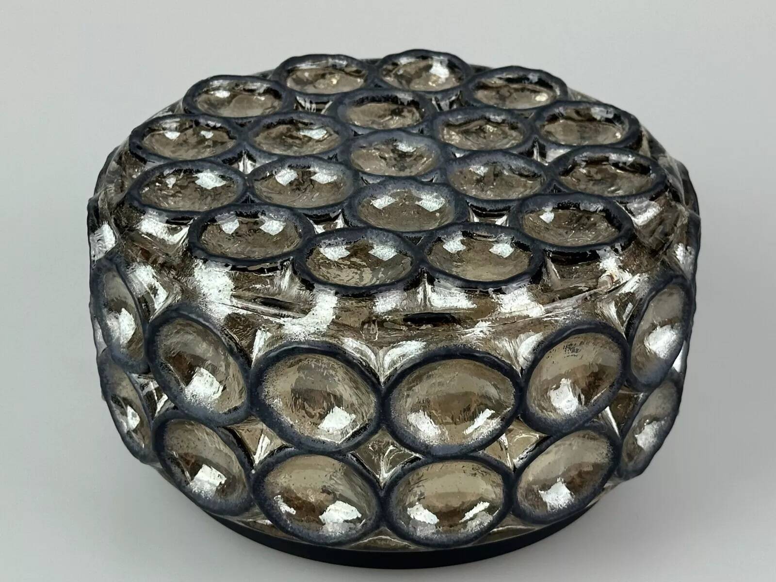 60s 70s ceiling lamp Glashütte Limburg Germany Plafoniere glass & metal