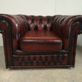 Chesterfield burgundy leather armchair