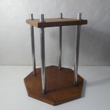 Table d'appoint design scandinave teck et acier chromé vintage