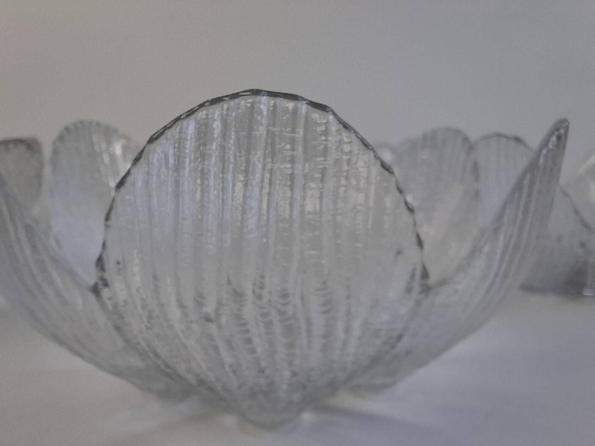 Set of 6 Bohemia Glass Flower Dessert Bowls, Czechoslovakia, circa 1960