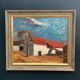 Huile sur panneau originale – “Barn” par Bartja Björklund – Vintage et encadrée