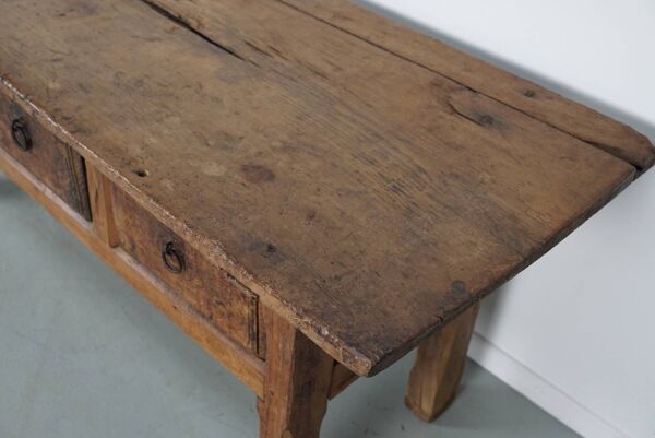 Table d'Appoint / Console Antique de Ferme Rustique Espagnole en Châtaignier, 18ème Siècle