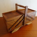 Sewing basket to lay vintage wood