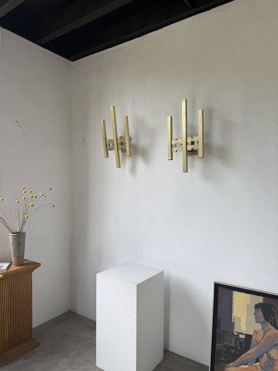 Pair of Regency brass wall lights in Italy