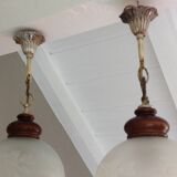 Pair of art deco style frosted glass globes