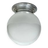 Old globe in opaline vintage wall or ceiling light diameter 20 cm and aluminum base LAMP-7174