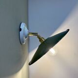 Vintage wall lamp with green and white enamelled sheet metal shade