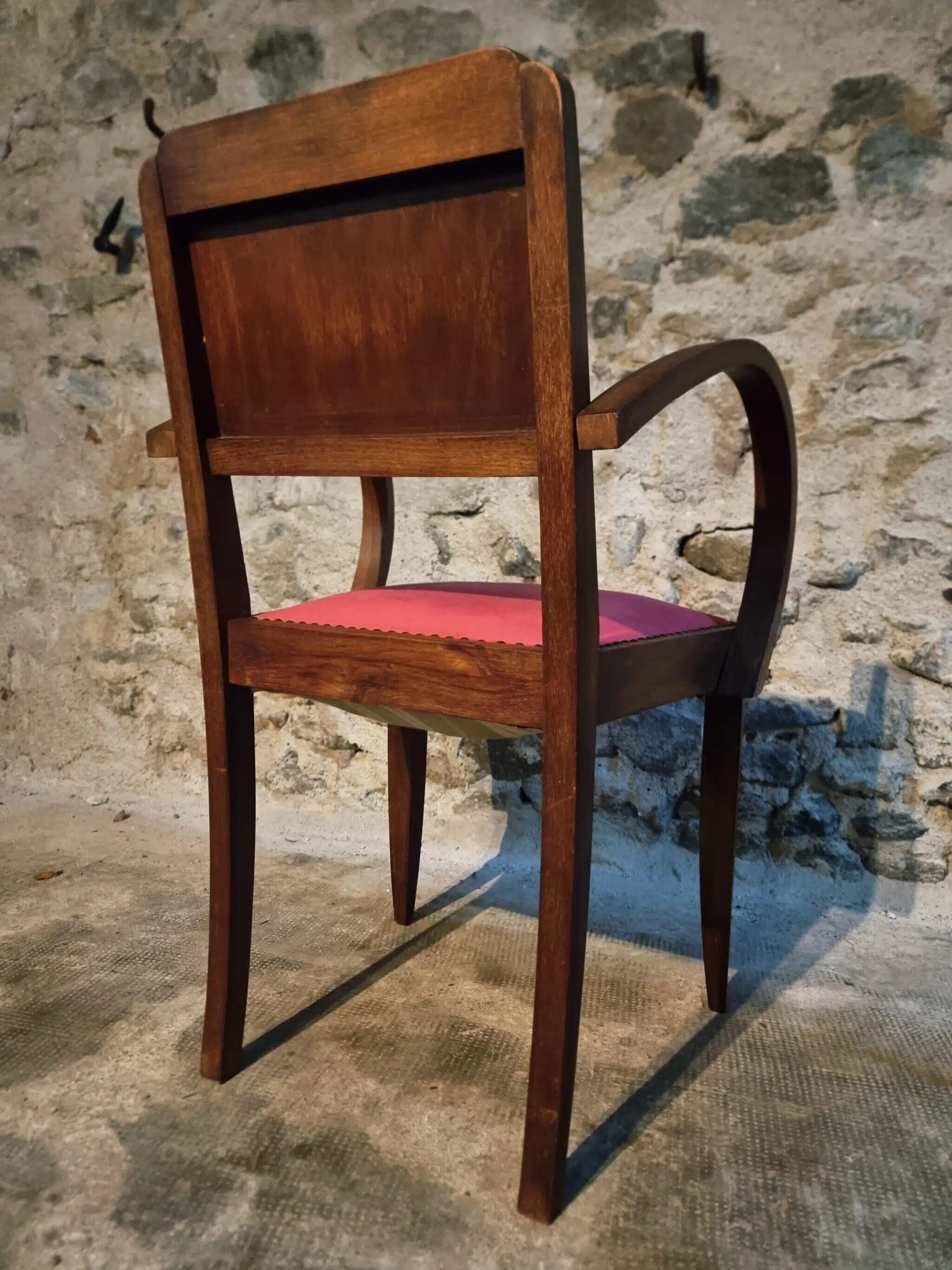 Pair of French Art Deco armchairs in beech, 1930s