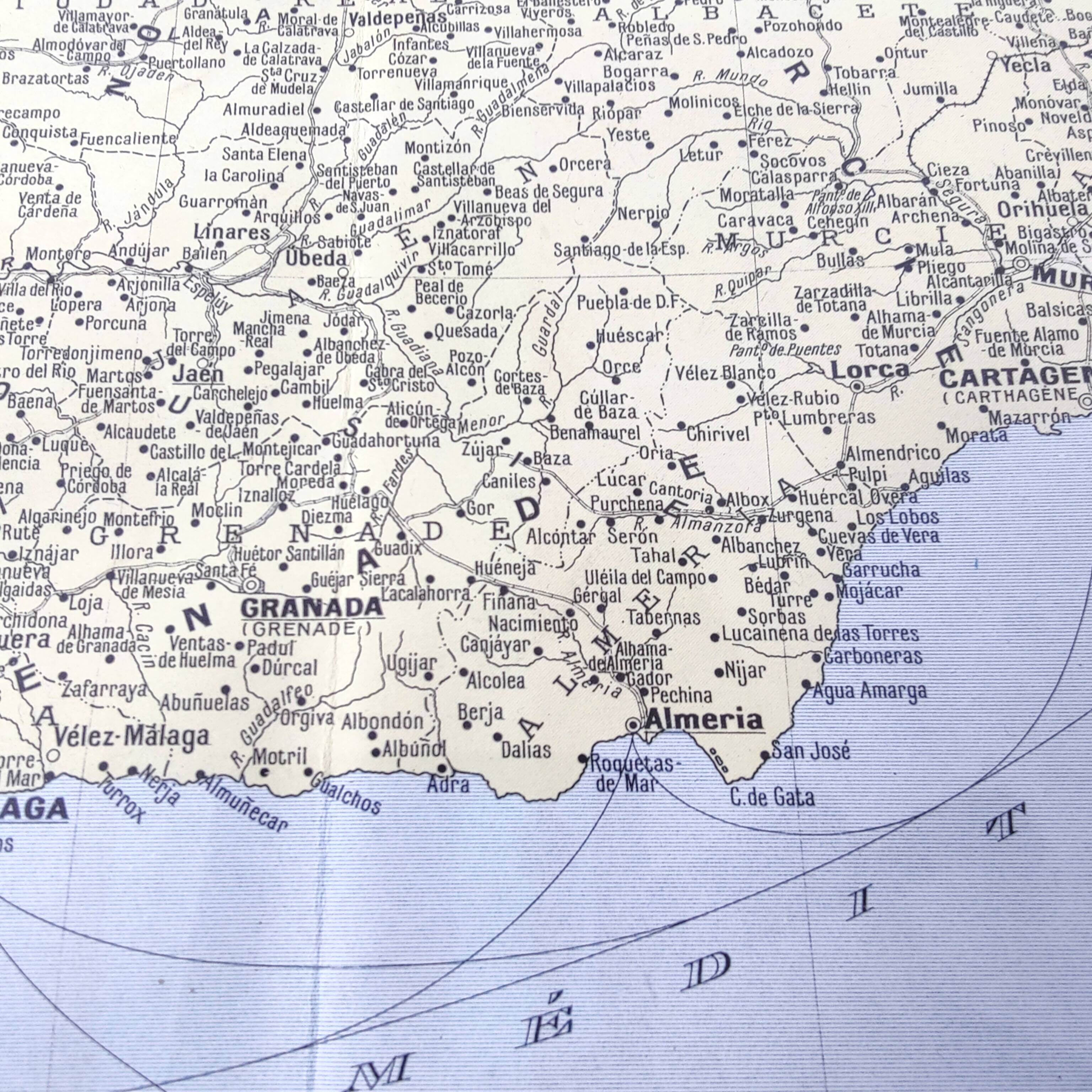 Spain and Portugal vintage map 43x43cm from 1950