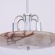 Art Deco Chandelier in Aluminium and Marbled Glass, Czech, 1940s