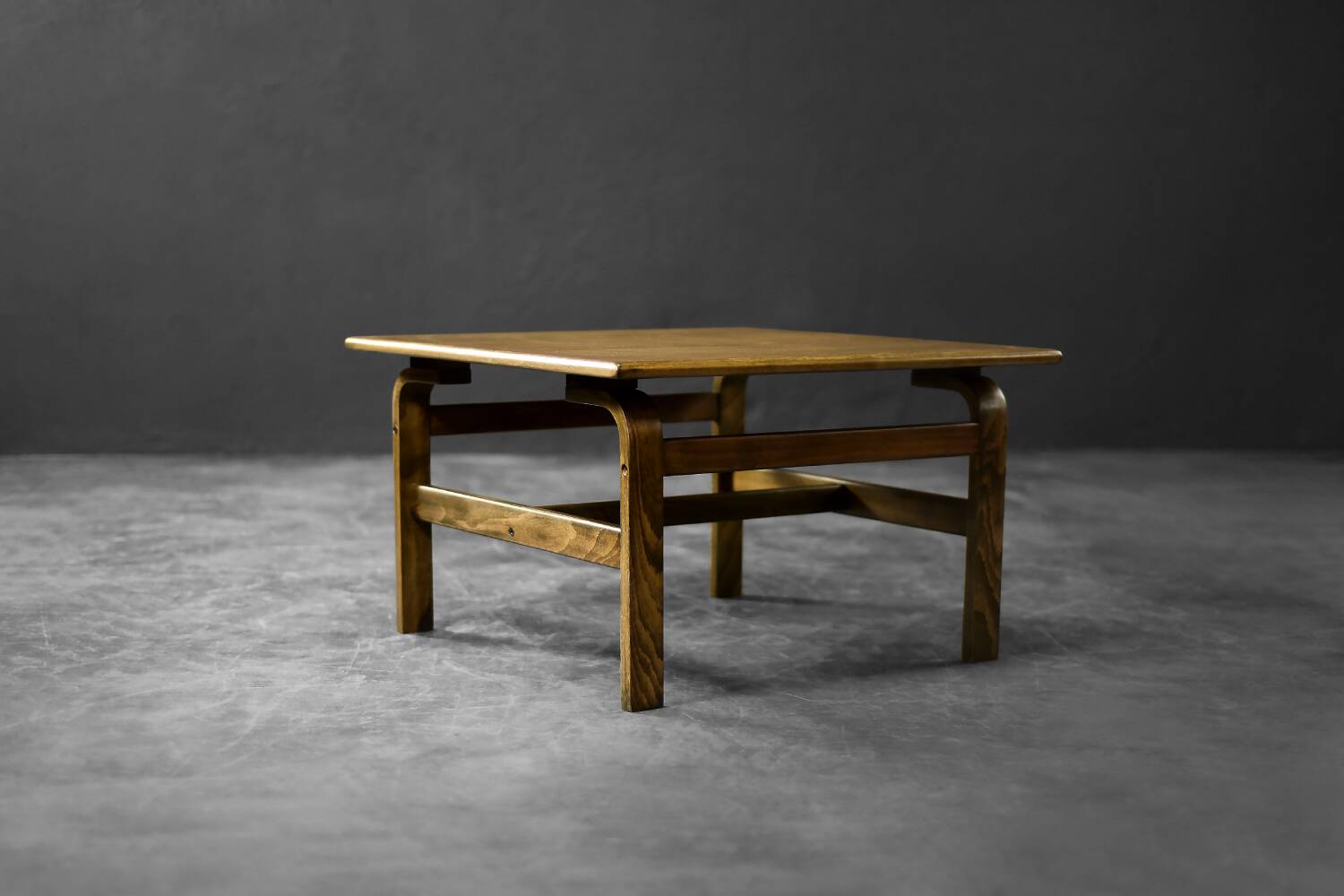 Vintage Rare Mid-Century Scandinavian Modern Brown Oak Coffee Table