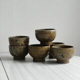 6 petites coupelles en grès pyrite artisanale.