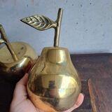 Vintage brass apple and pear