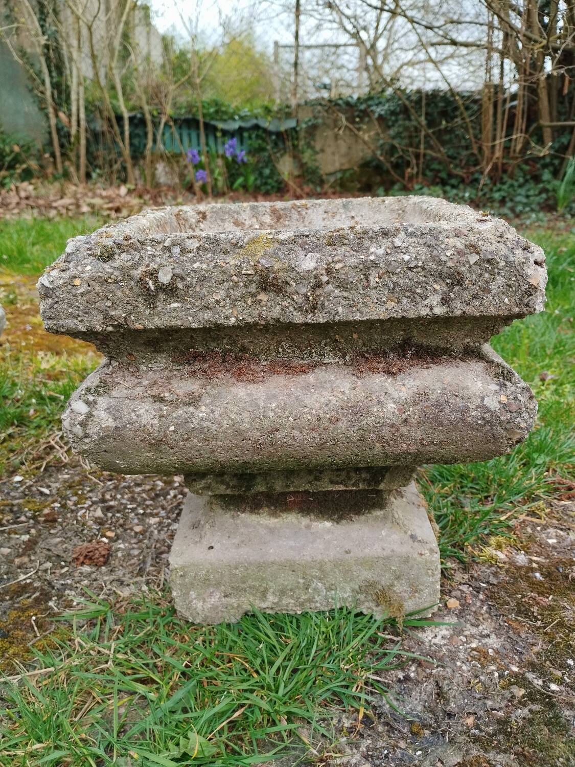 Pair of vintage antique stone Medici planters