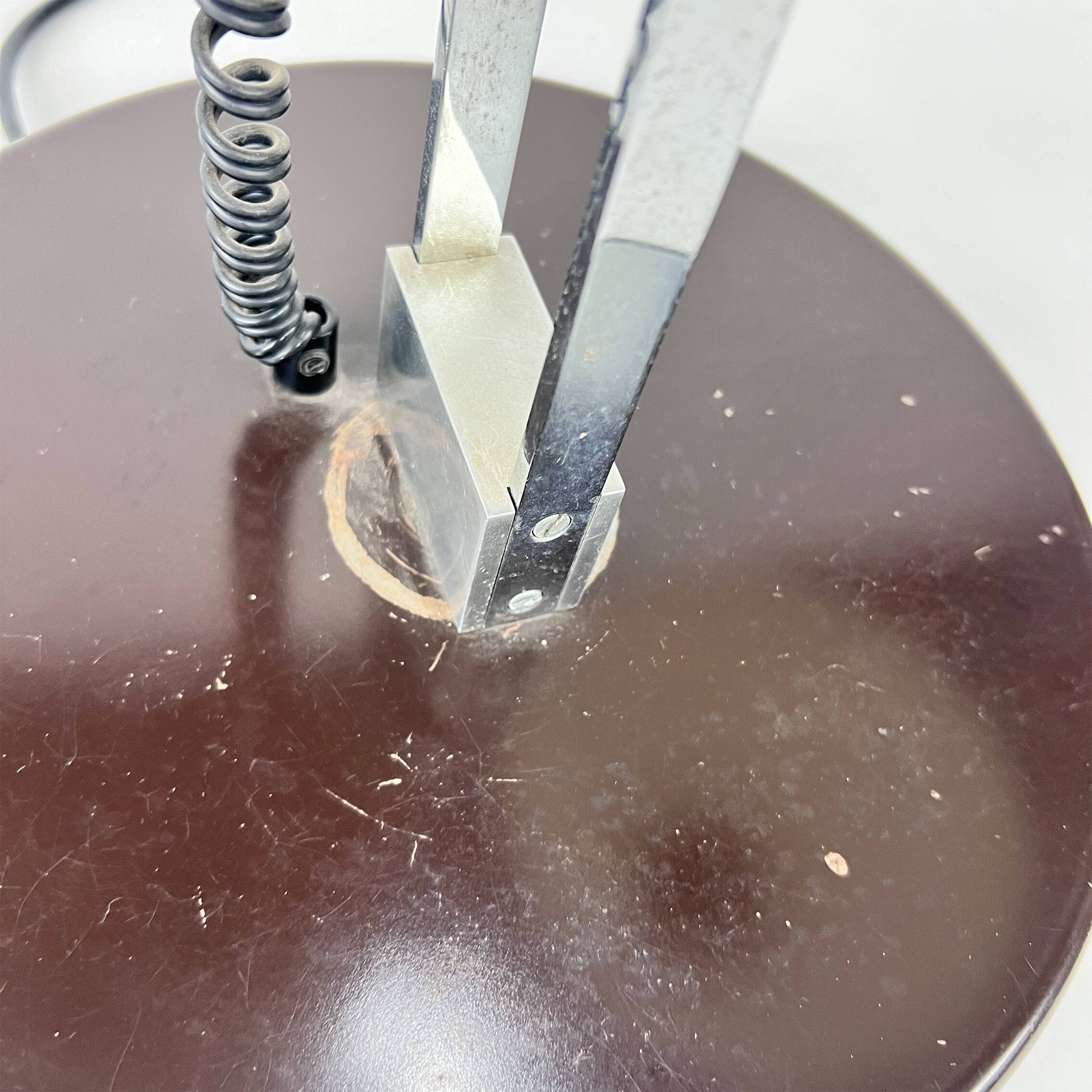 Mid Century Chrome and Brown Desk Lamp, 1960s