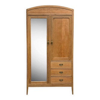 Parisian hotel wardrobe in solid raw oak, 1920.