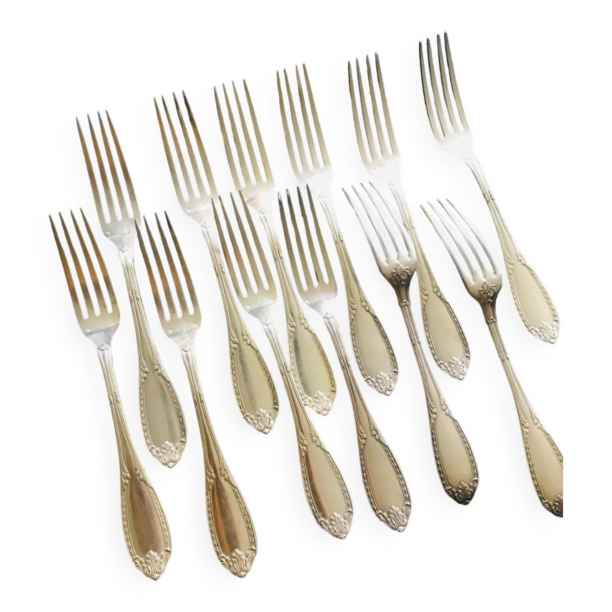 12 table forks - silver metal