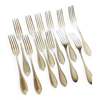 12 table forks - silver metal