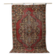 Vintage Turkish rug in beige and red with oriental design, 135 × 210 cm