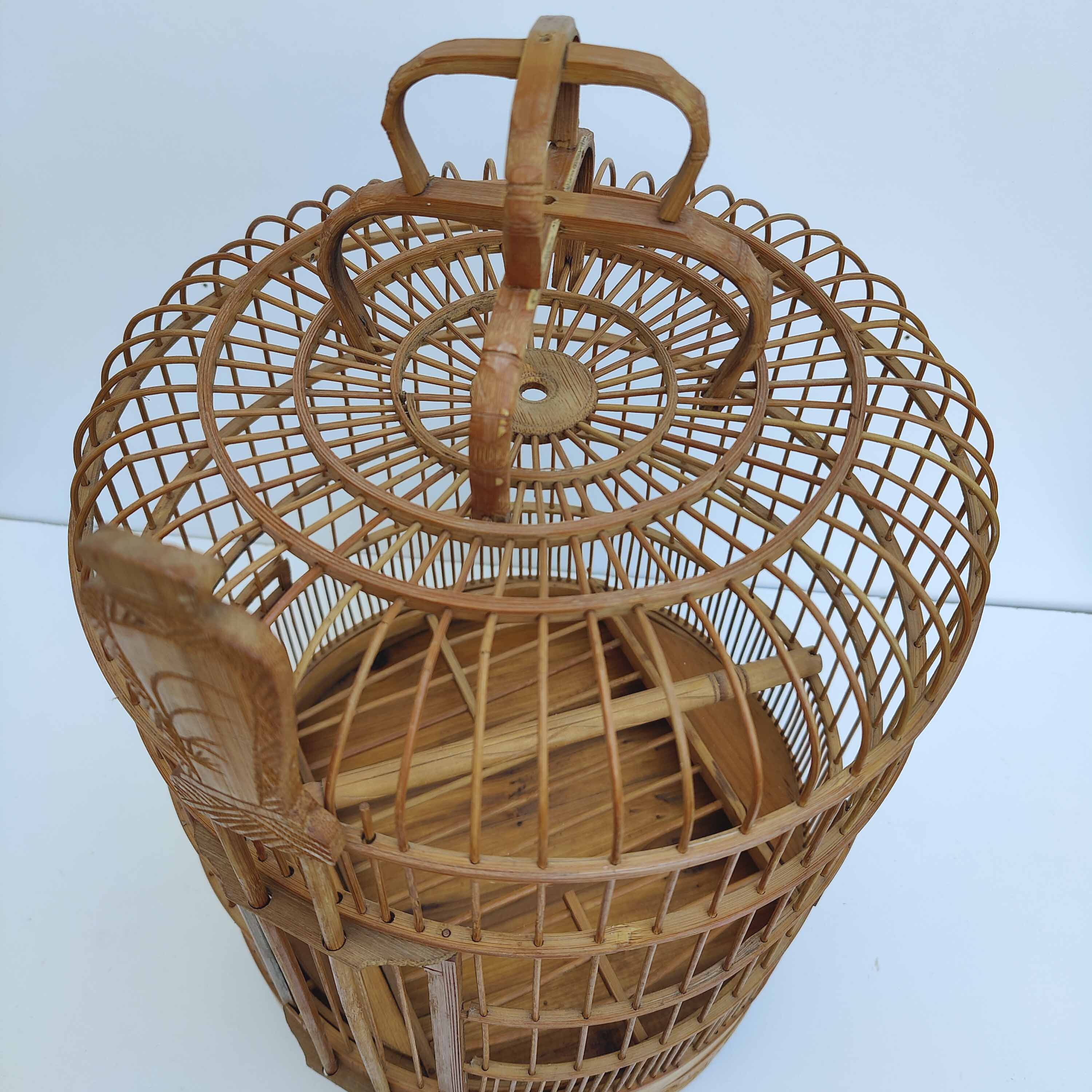 Cage à oiseaux vintage en bois