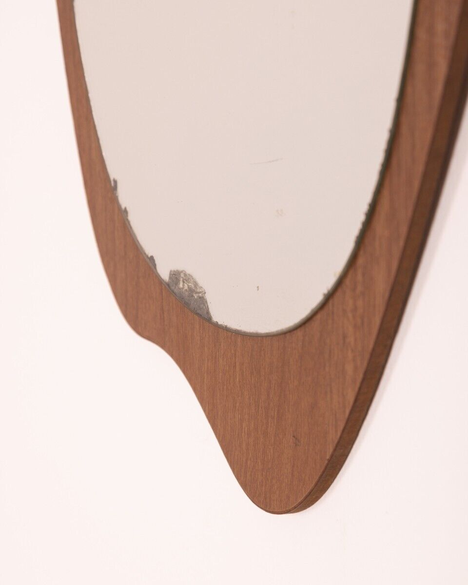Miroir mural vintage des années 60 en bois de teck design danois