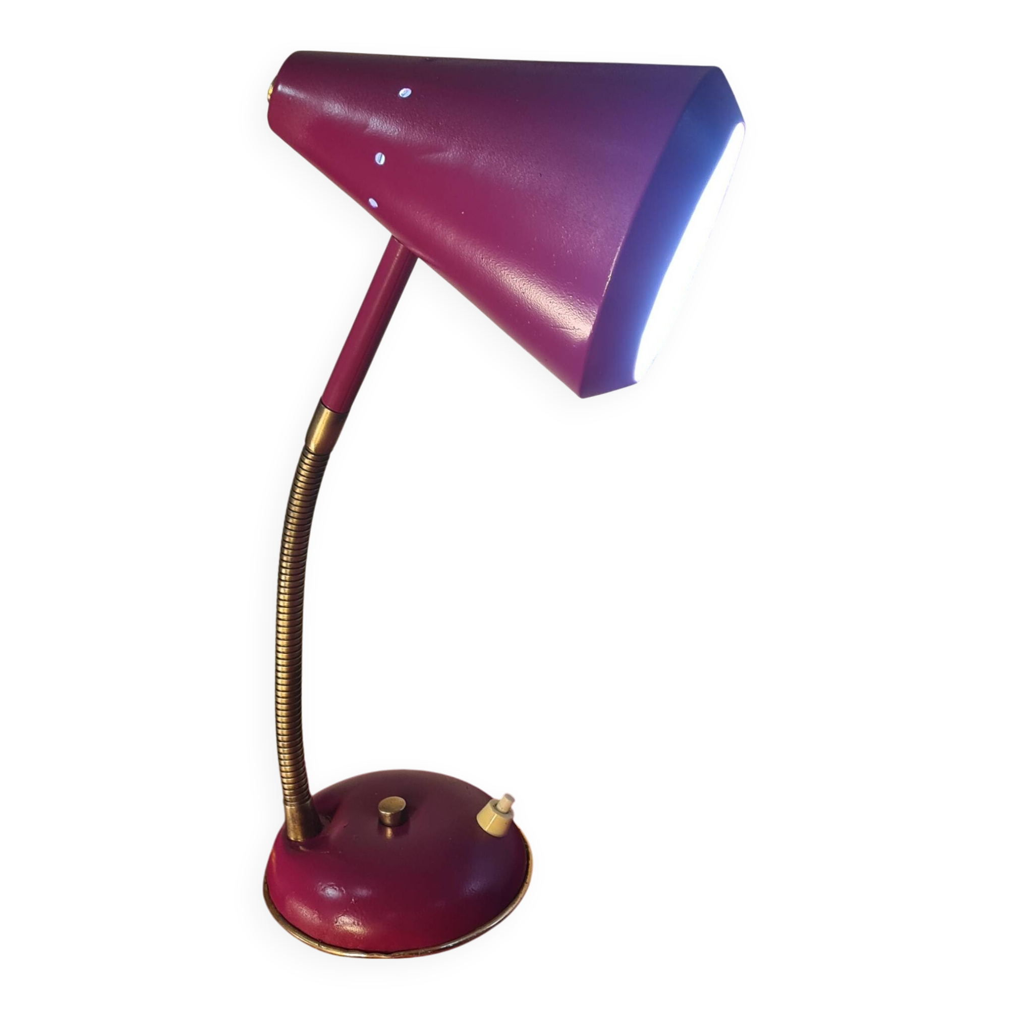 1960s fuchsia flexible desk lamp ok, 30x23 very pretty