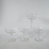 set of 4 very large champagne glasses in engraved crystal 1950 12 x 11 cm