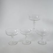 set of 4 very large champagne glasses in engraved crystal 1950 12 x 11 cm