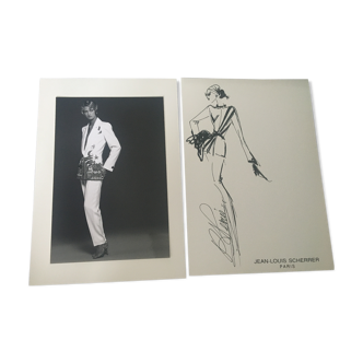 Jean-Louis Scherrer: fashion illustration - vintage press photo. 1991